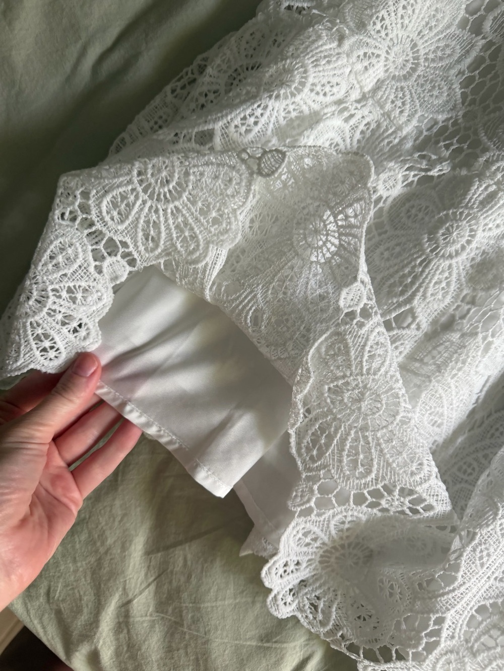 Nordstrom White Lace Mini Dress with Ruffle Hem - Picture 5 of 8